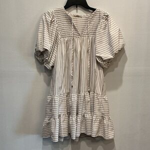 Entro Striped Cream Dress